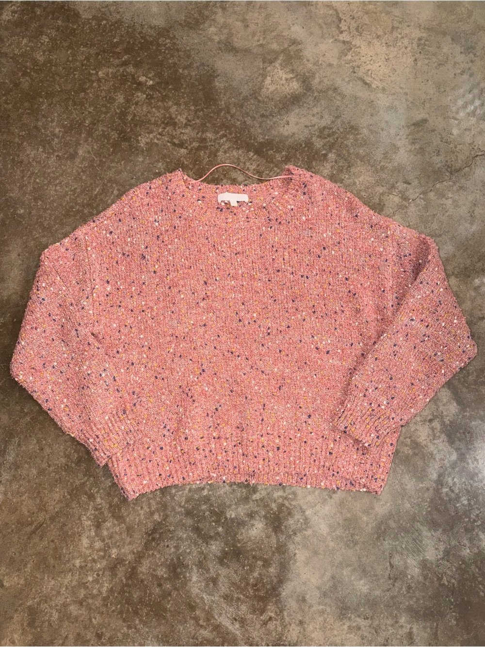Adyson Parker Pink Confetti Speckled Knit Crewneck Sweater M Pumpkin Patch Photo